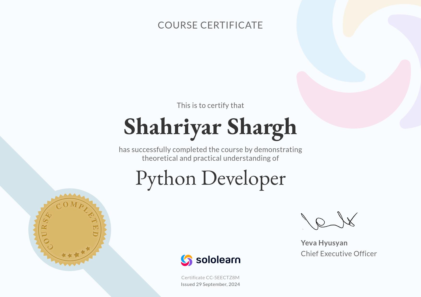  Python Certificate